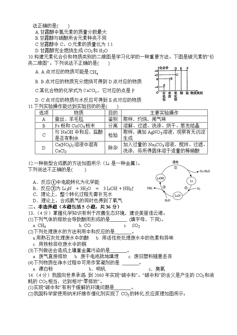 江苏省连云港市灌云县光裕中学2022-2023学年九年级下学期第一次调研考试化学试卷（月考）02