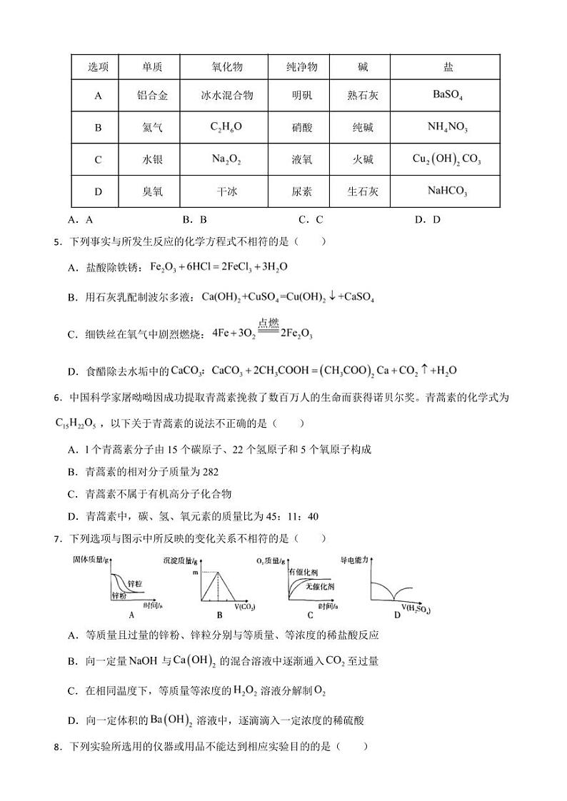 黑龙江省大庆市2023年中考化学真题附参考答案02