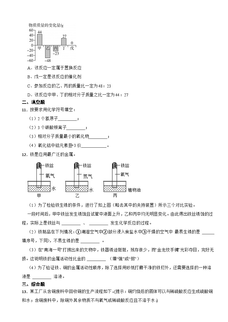 江苏省徐州市2023年九年级上学期学情调研化学试题（附答案）第3页