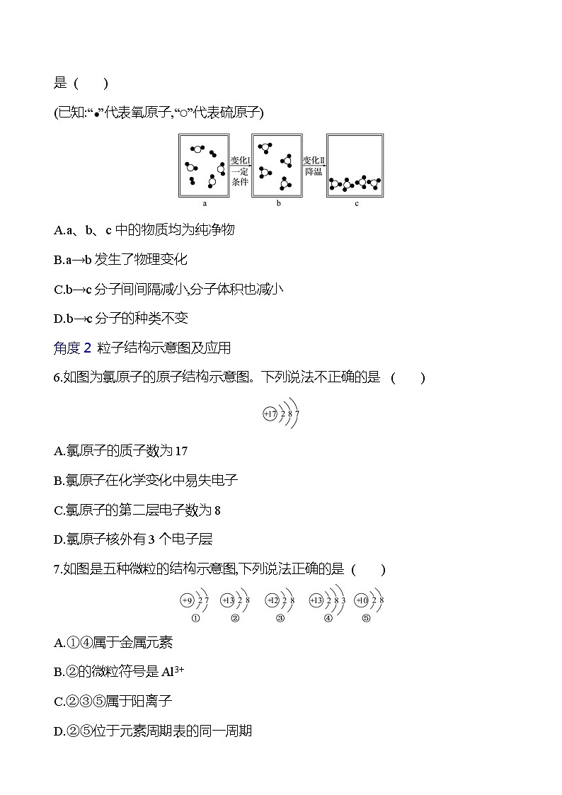 微专题　分子、原子、离子和元素 同步练习 2023-2024 人教版化学九年级上册02
