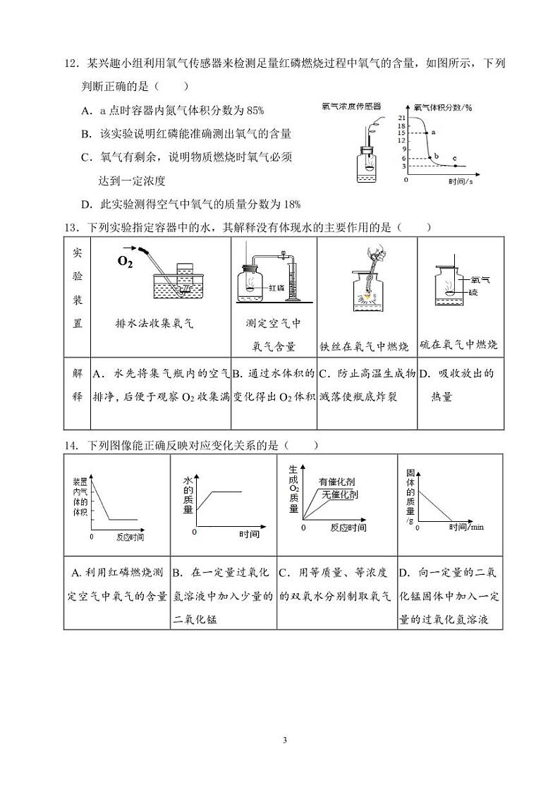 四川省成都七中育才学校2023-2024学年九年级上学期10月定时练习化学试卷03