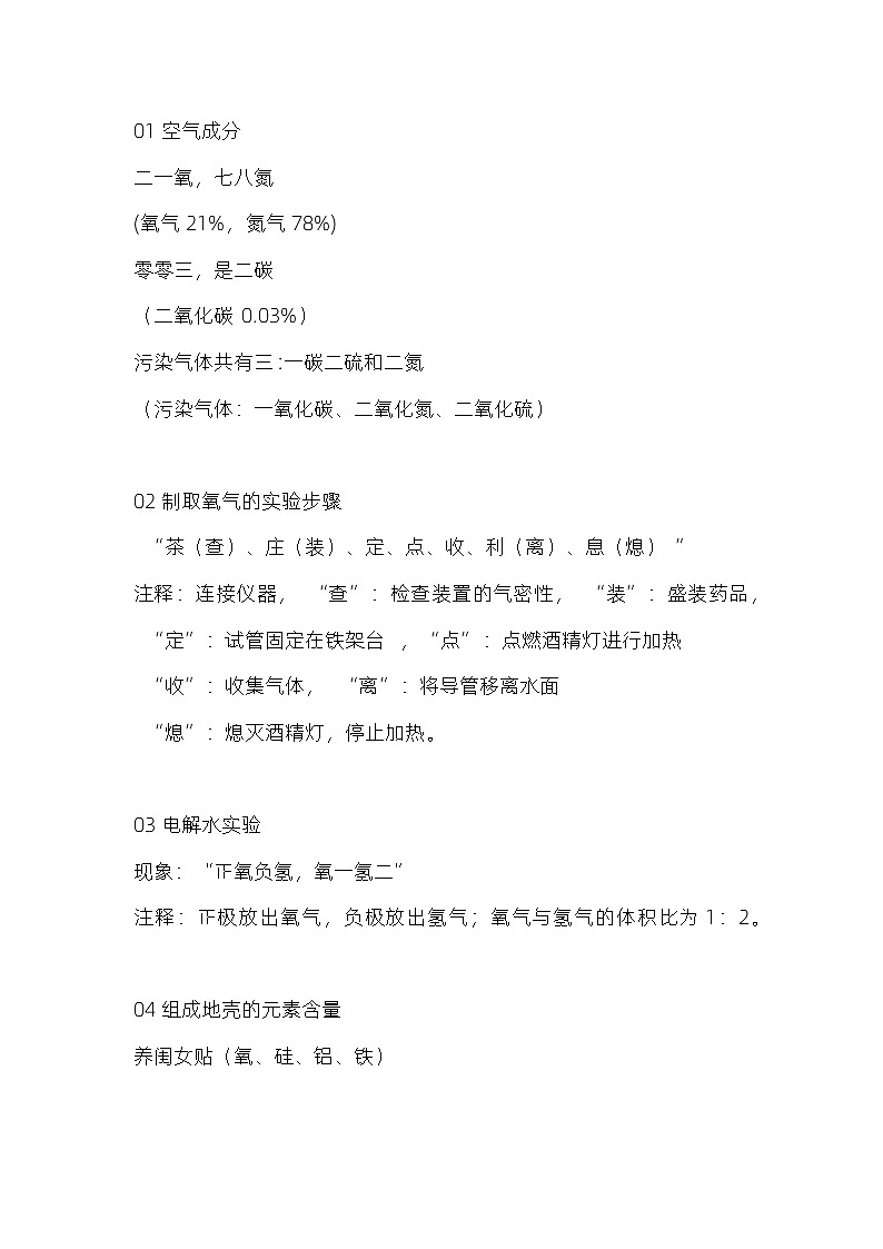 初中化学知识记忆口诀第1页