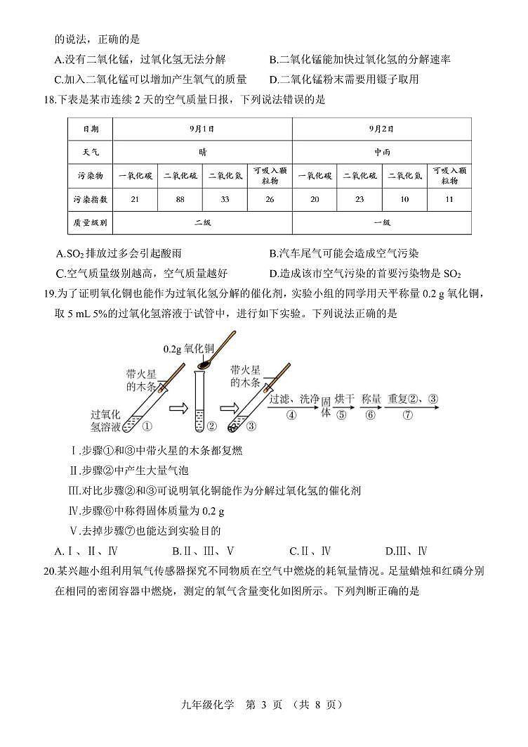山西省太原市山西省实验中学2023-2024学年九年级上学期10月月考化学试题第3页