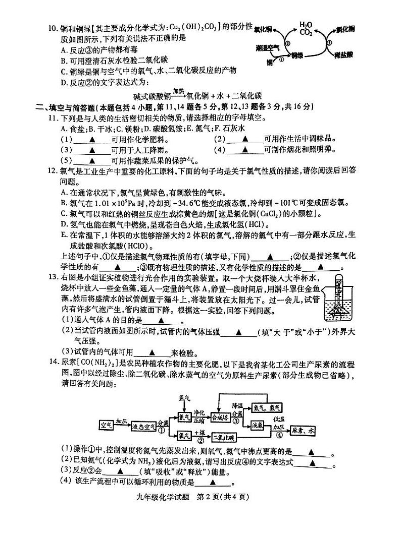 江苏省徐州市沛县2023-2024学年九年级上学期10月月考化学试题第2页