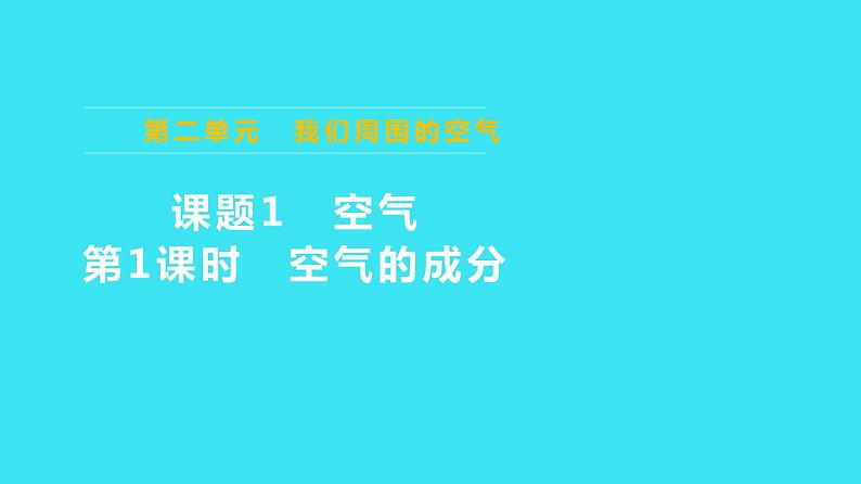 第二单元 课题1 第1课时 空气的成分  课件 2023-2024人教版化学九年级上册01