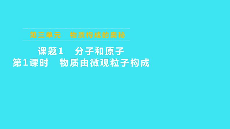 第三单元 课题1 第1课时 物质由微观粒子构成  课件 2023-2024人教版化学九年级上册第1页