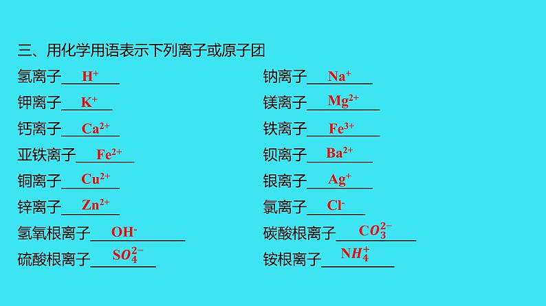 进阶提升专项（二） 化学用语  课件 2023-2024人教版化学九年级上册04