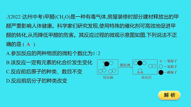 进阶提升专项（四） 微观反应示意图  课件 2023-2024人教版化学九年级上册第6页