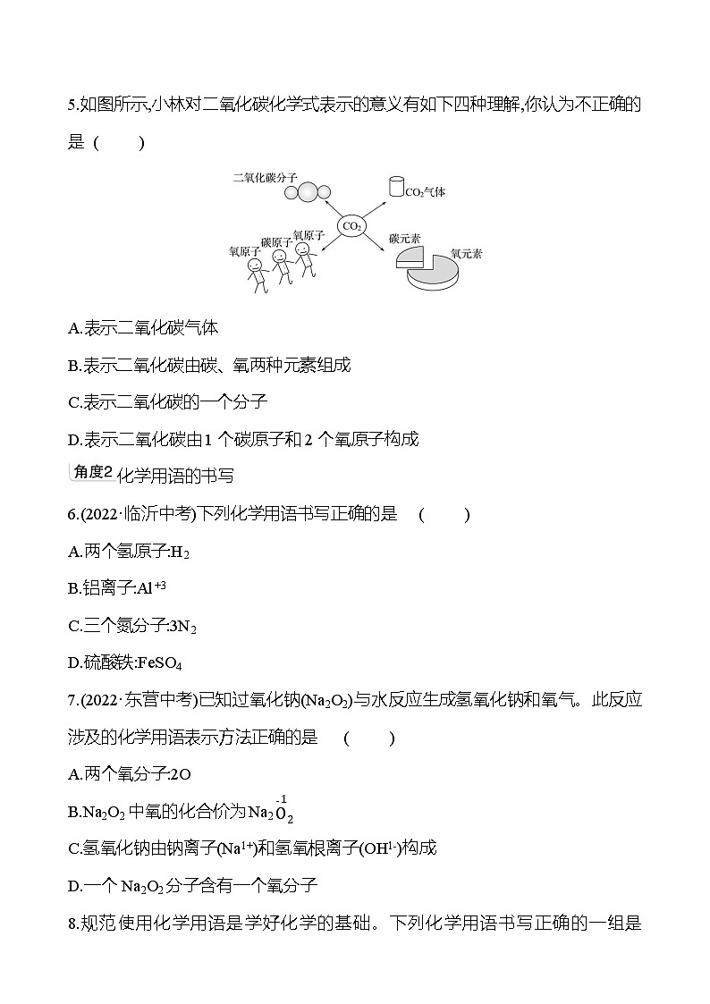 微专题一　化学用语 同步练习（学生版）2023-2024 鲁教版化学 八年级全一册第2页