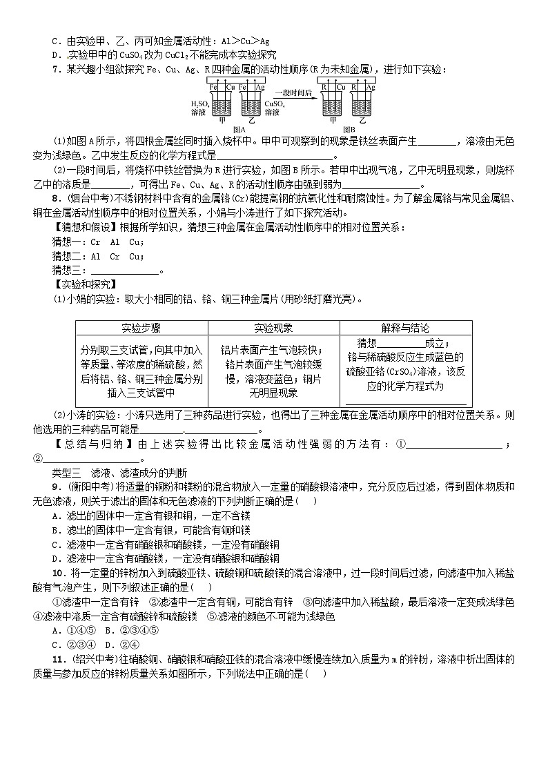 第八单元《金属和金属材料滚动小专题一金属活动性顺序的探究与应用》同步练习-九年级化学下册人教版02