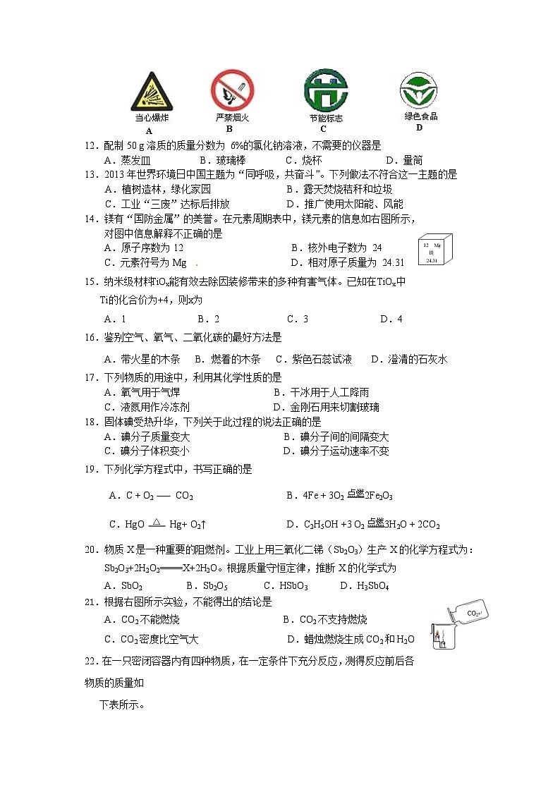 房山化学 初三化学期末考试题及答案02