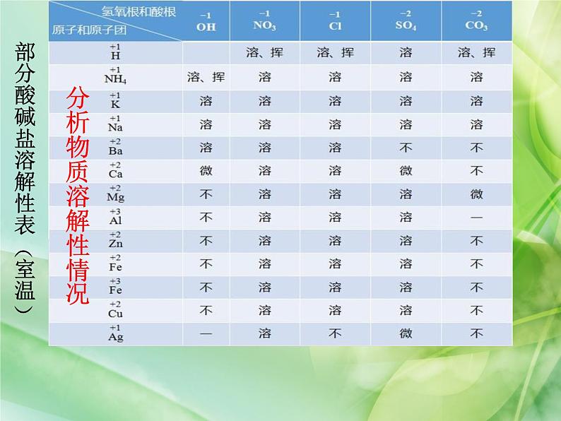 人教版化学九年级下册《附录1 部分酸碱盐的溶解性表》PPT课件2第4页