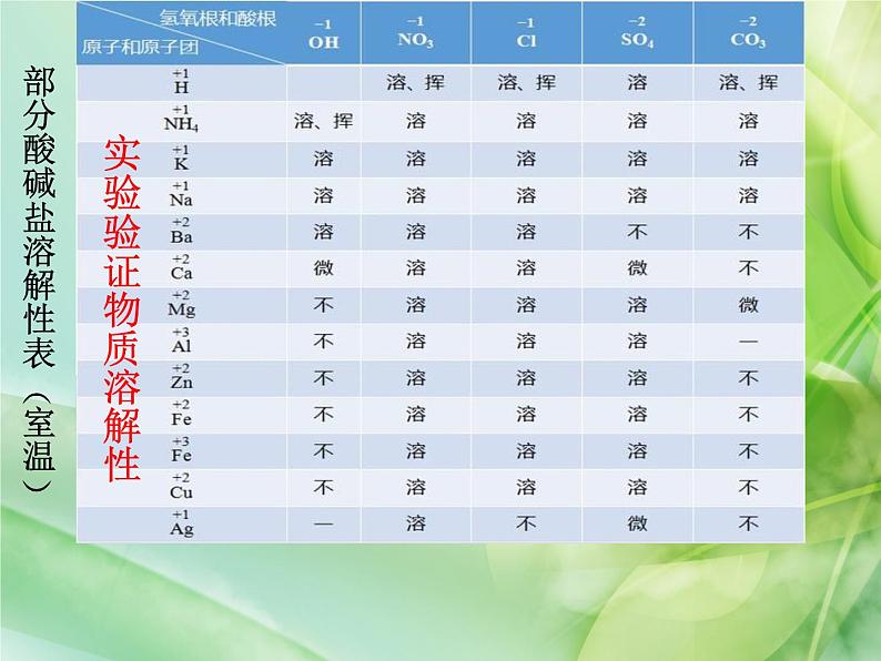 人教版化学九年级下册《附录1 部分酸碱盐的溶解性表》PPT课件2第5页