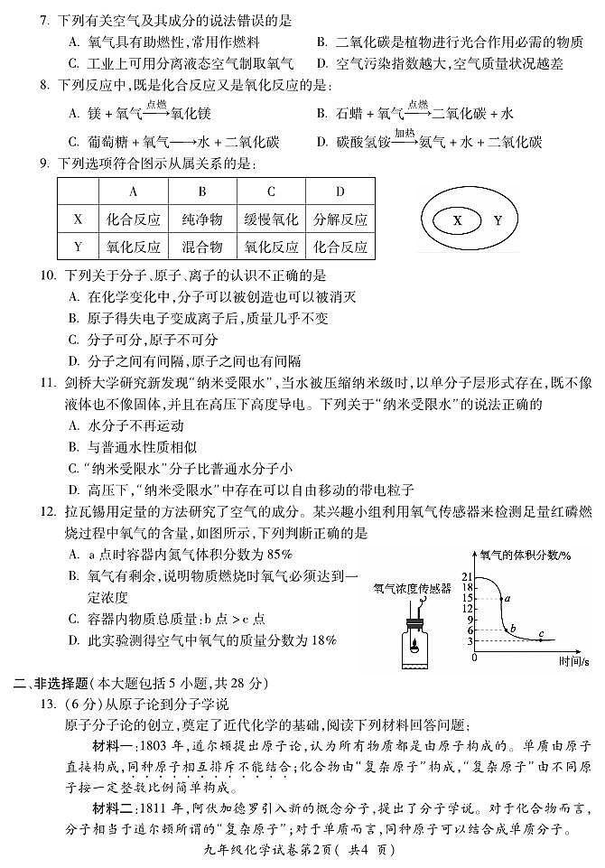 安徽省宣城市第六中学2023-2024学年九年级上学期10月份限时训练化学试卷第2页