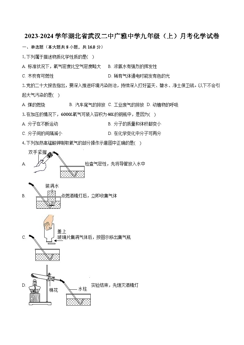 2023-2024学年湖北省武汉二中广雅中学九年级（上）月考化学试卷（含解析）01