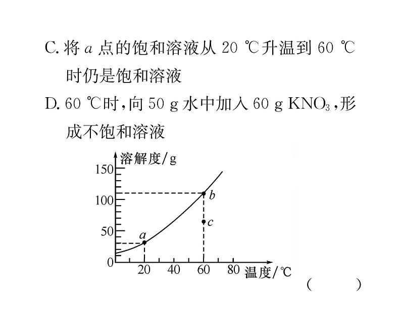 科粤版九年级化学下册第七章小专题2  溶解度表格和曲线的应用课时训练课件PPT07