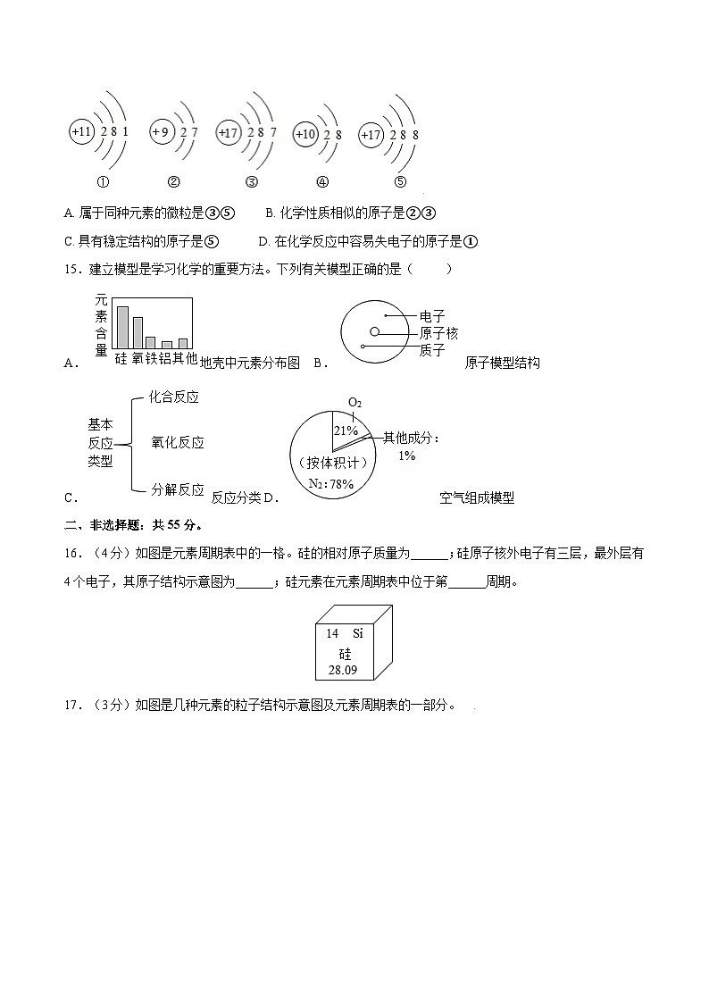 第三单元 物质构成的奥秘（单元测）（原卷版）第3页