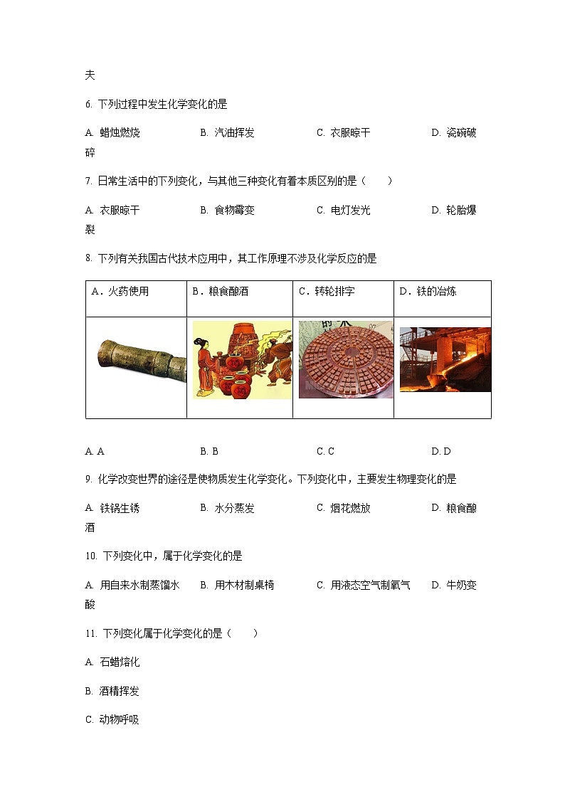 1.1化学真奇妙同步练习—2023~2024学年九年级化学鲁教版上册（含解析）第2页