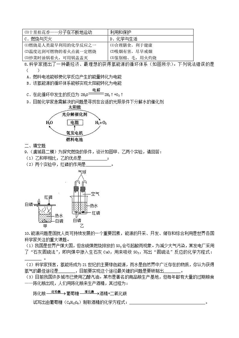 中考化学一轮复习：燃料及其利用（提高） 巩固练习（含解析）第2页
