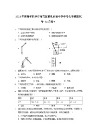 19人教版·湖南省长沙市雨花区雅礼实验中学中考模拟化学