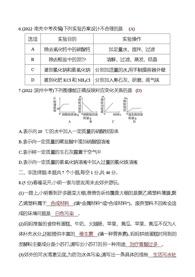 下学期期末素养评估(第6~9章) 试卷（教师版） 2023-2024 沪教版 化学 九年级下册第3页