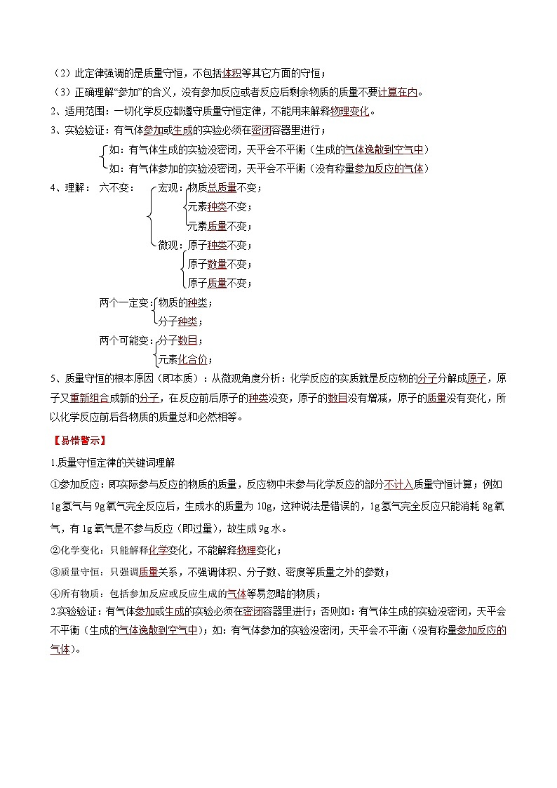 中考化学一轮复习知识梳理+巩固训练考点13 质量守恒定律与化学方程式（含解析）第2页