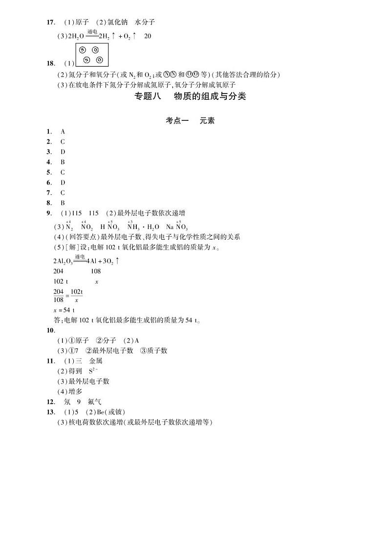 中考化学一轮复习专题训练集训：专题八 物质的组成与分类（2份打包，原卷版+答案版）01