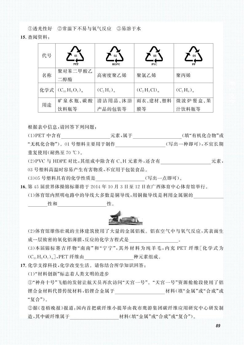 2023化学中考集训：专题十一 化学与生活（PDF原卷版）第3页
