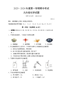 江苏省淮安市清江浦区2023-2024学年九年级上学期期中考试化学试卷