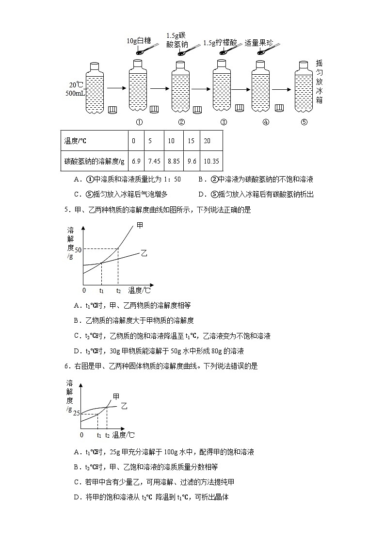 9.2《溶解度》巩固提升练-人教版初中化学九年级下册第2页