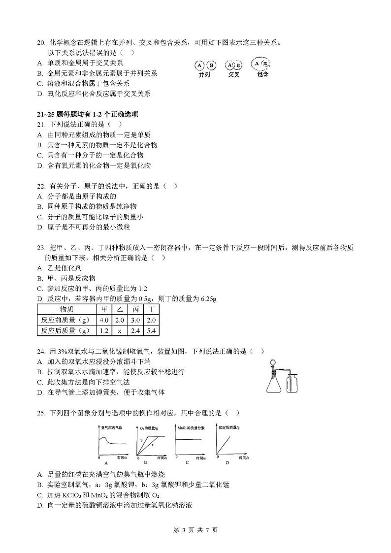 上海市杨浦区2023-2024学年九年级上学期期中化学试题第3页