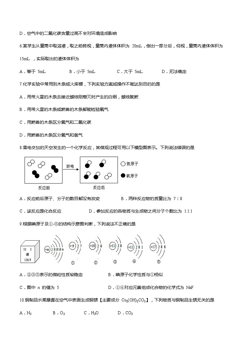 天津市和平区天津一中2021-2022学年九年级上学期期中化学试题第2页