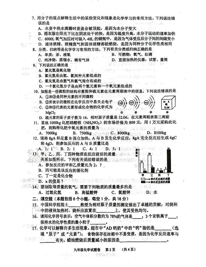 河南省南阳市宛城区2022-2023学年九年级上学期期中考试化学试题第2页