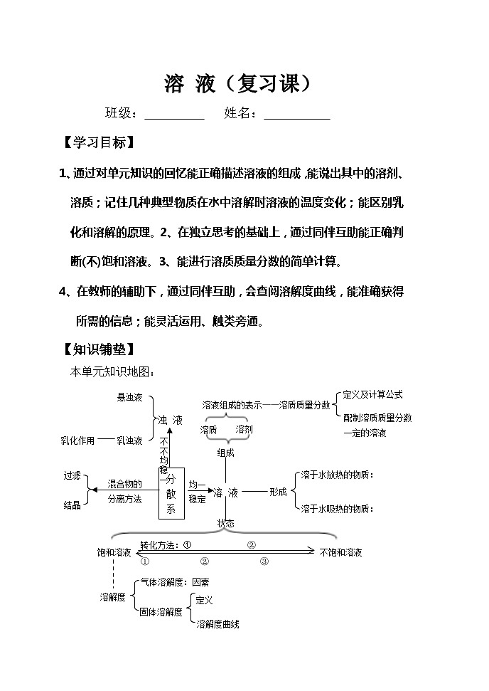 人教版化学九年级下册第九单元《单元复习》导学案201