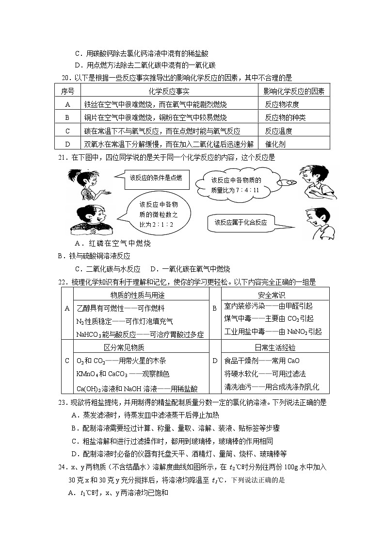 房山区初三二模化学试题及答案第3页