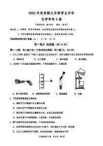 江苏省泰州市兴化市2023-2024学年九年级上学期学生评价化学A卷试题