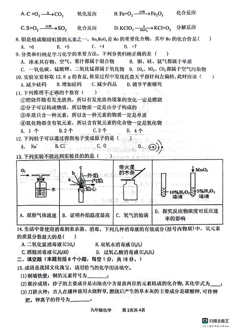 河南省信阳市罗山县2023-2024学年九年级上学期11月期中化学试题02