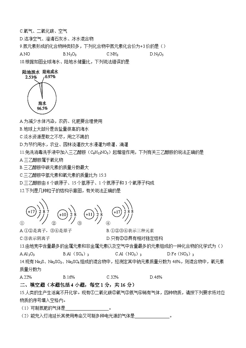 河南省许昌市2023-2024学年九年级上学期期中化学试题第2页