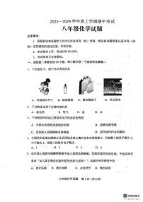 山东省泰安市肥城市2023-2024学年八年级上学期期中考试化学试题(PDF版无答案）