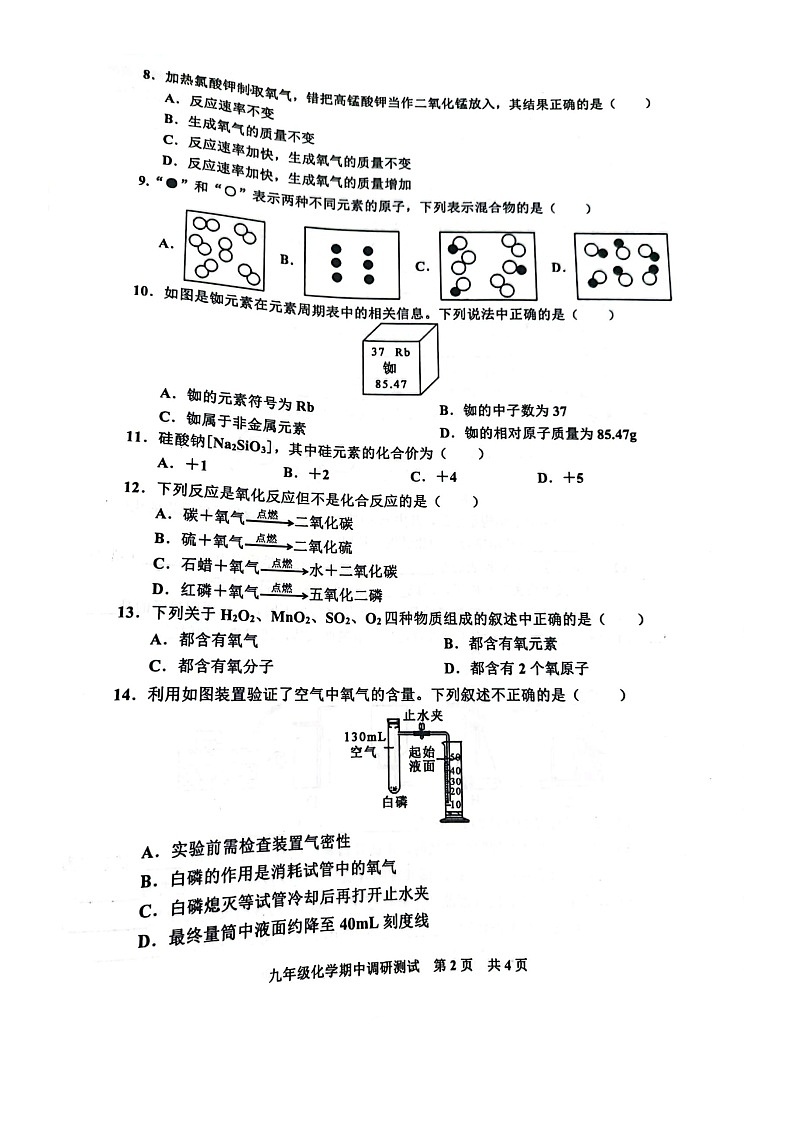 广东省湛江市廉江市2023-2024学年九年级上学期11月期中化学试题第2页