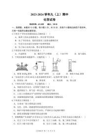 福建省漳州市第一中学等七校2023-2024学年九年级上学期期中考试化学试题