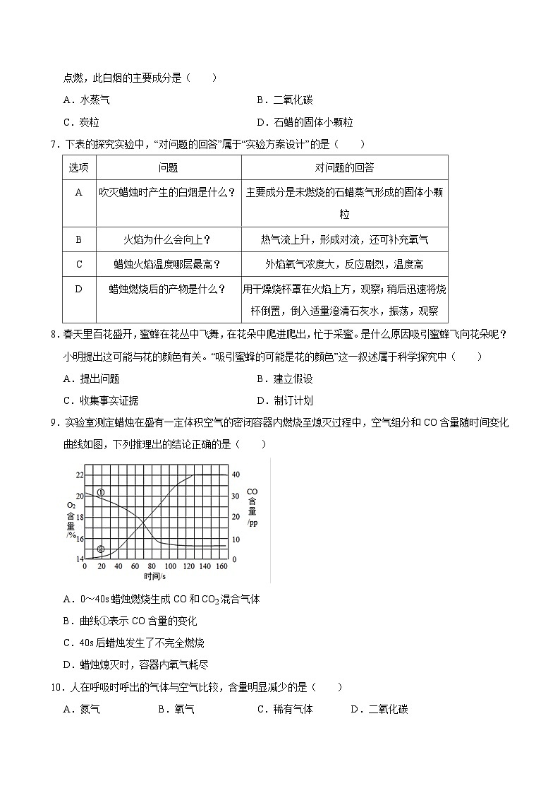 人教版九年级化学上册课时同步练1.2 化学是一门以实验为基础的科学（原卷版）02