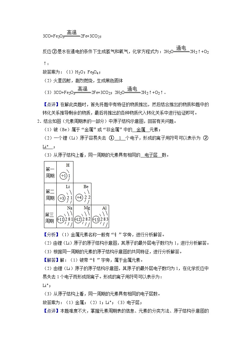人教版九年级上册化学期末考试推断题专项训练Ⅰ（原题卷）02