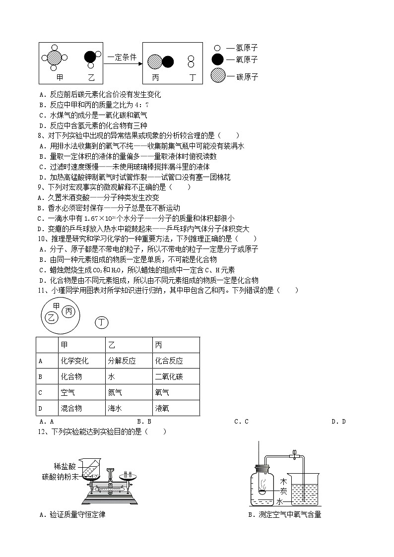 安徽省合肥市西递中学2023_2024学年九年级上学期11月份月考化学试题第2页