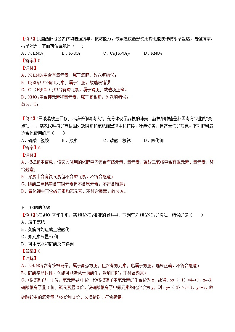 人教版九年级化学下册《专题训练》第12讲 化学肥料（解析版）第3页