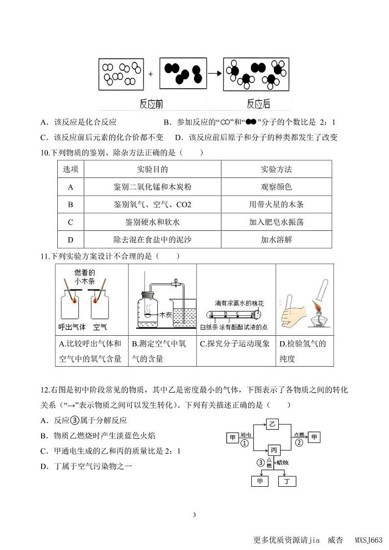 广东省深圳市龙岗区2023-2024学年九年级上学期期中测试化学试卷第3页