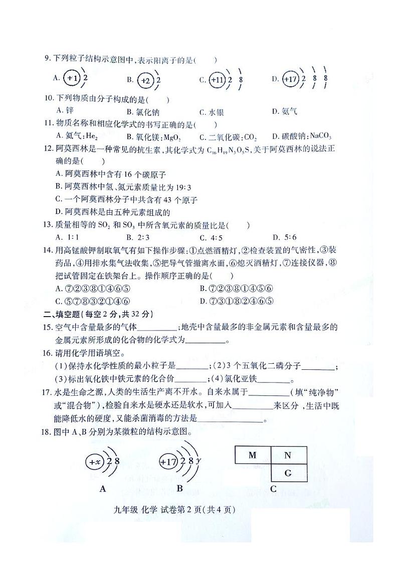 河南省洛阳市2023-2024学年九年级上学期期中考试化学试卷第2页