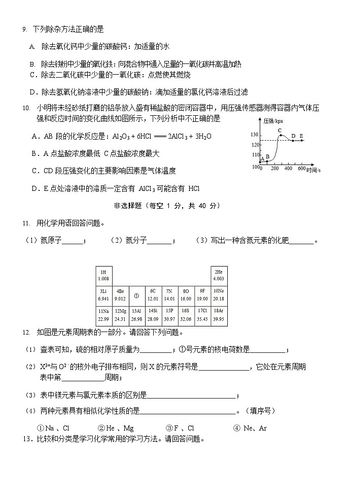 2023年吉林省长春力旺实验初级中学3月中考化学模拟卷03
