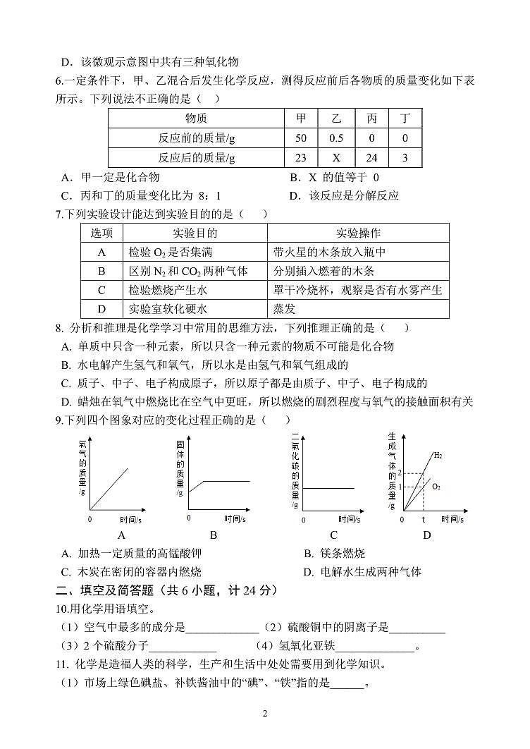 陕西省西安市西光中学教育集团2022--2023学年九年级上学期期中化学试题第2页