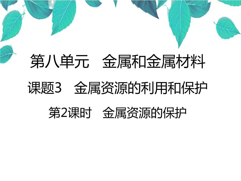 人教版化学九年级下册 第八单元金属和金属材料第二课时金属资源的保护-课件第1页